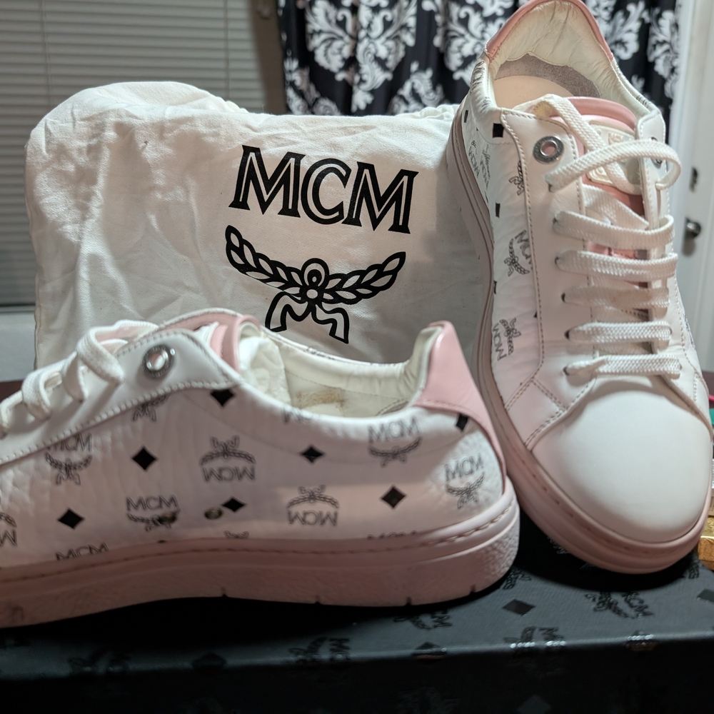 MCM White and Pink Sneakers
